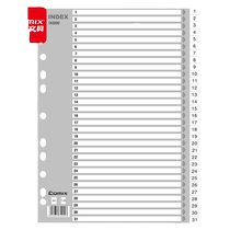 齐心易分类 月度索引纸 A4 31页(1-31) 11孔 PP 灰