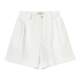 Sansho vintage linen Linen Bermuda hem cuffed double waist loops symmetrical ສັ້ນສາມສ່ວນສີ່ທັງສອງດ້ານ