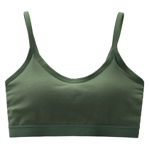 Large chest display small underwear female breathable fixed cup integrated vest bra cover Summer thin pure cotton gather anti-drooping