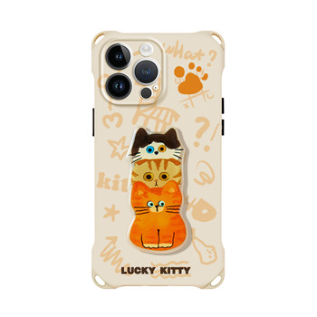 Suitable for apple 15promax mobile phone case crossbody 17 cartoon trendy cat iphone14plus silicone 12 wrist strap lanyard 13 backable 16pro bracket 11 portable female xs niche