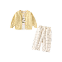 Girls Suit Spring Clothing 2024 New Fashionable Baby Cardigan Childrens Pants Fashionable Spring and Autumn Childrens Three-piece Set