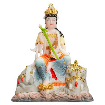 Manjushri and Samantabhadra Bodhisattvas Finely Cast White Marble Buddha Statues, Vintage Vajrasattva, Home Decoration Crafts, Worship Statues