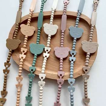 New baby teether pacifier anti-drop chain fixed chewing gum baby toy food grade anti-lost lanyard clip