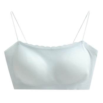 Summer camisole women's thin summer back beautiful ice silk inner wear with chest pad all-in-one bra tube top underwear for outerwear