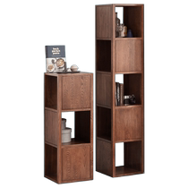 Genji Muyu solid wood bookshelf simple floor-standing narrow cabinet oak storage rack small bookcase storage cabinet display rack cabinet