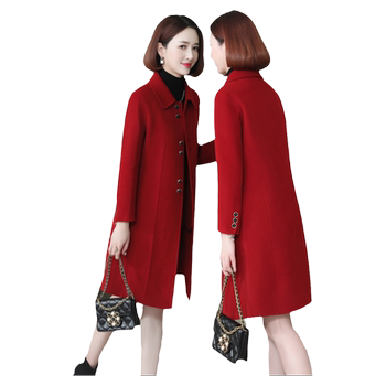 Mid-length woolen slim coat double-sided cashmere coat
