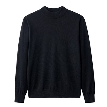 Guillaume sweater men's round neck black wool sweater half turtleneck with warm spring and autumn knitted sweater Guillaume sweater men's round neck black wool sweater half turtleneck with warm spring and autumn knitted sweater