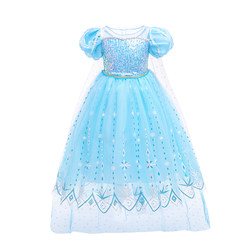 ແມ່ຍິງ Elsa ເດັກນ້ອຍ summer Princess dress Frozen Elsa ສັ້ນຊຸດວັນເດືອນປີເກີດຂອງເດັກນ້ອຍການປະຕິບັດຄົນອັບເດດ: dress