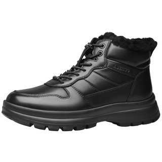 宾度男鞋2025冬季新款男士皮靴男防滑厚底高帮鞋加厚加绒保暖棉鞋