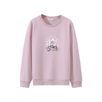 Fashionable multicolor star print round neck long sleeve sweatshirt