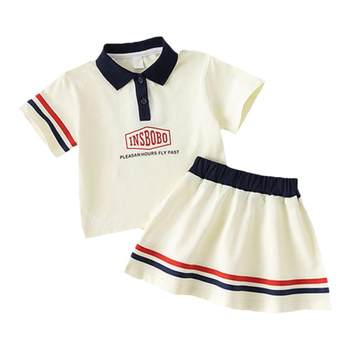 EYAS Girls Sports Style POLO Collar Letter Print Set 2024 Spring and Summer New Youthful and Western Style ຊຸດສອງສິ້ນ