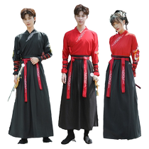 Han Fu Mens Chinese Style Chinese Wind Martial Arts Martial Arts Sword Guest Mens Big Code Male students Banswear suit Gun costume men