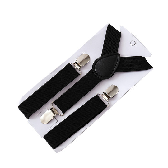 Male and female baby elastic black anti-fall elastic suspender clip