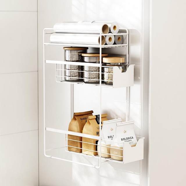 Refrigerator magnetic side gap storage wall-mounted kitchen storage supplies washing machine pull-out gap storage shelf