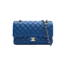 (Self-operated) Second-hand 98 new Chanel shoulder bag CF flap bag medium blue leather S