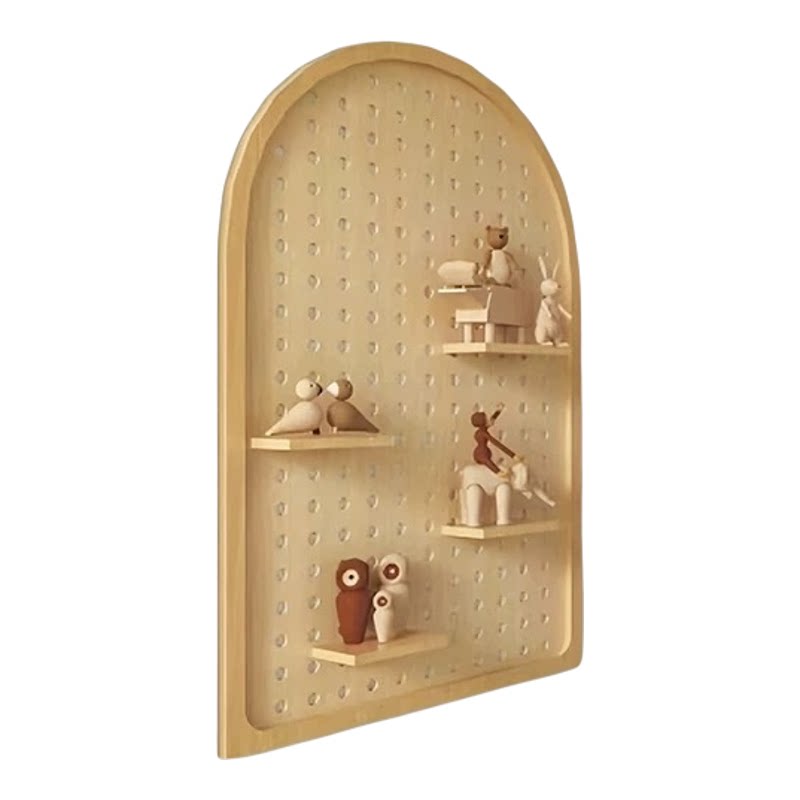 Kindergarten school classroom environmentally friendly floor-to-ceiling hole board custom-made solid wood cartoon shelf style wall storage partition
