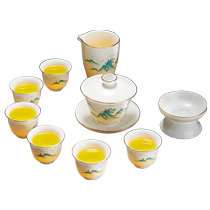 Tisane en jeu de thé 2024 nouvelle maison haut de gamme graisse de chèvre jade set full set Chinese cover bol tasse de thé spéciale qigfu mobilier de thé