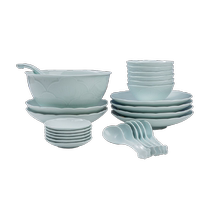 Jingdezhen Ceramics Chinese-style high-temperature ceramic bowl tableware set household solid color noodle bowl soup bowl rice bowl can be combined