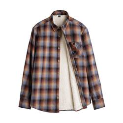 Madden Workwear American Retro Plaid Fleece-Lined Shirt Thickened Jacket Polar Fleece Warm Plaid Shirt for Men Autumn and Winter