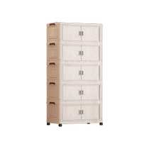 Double-door storage cabinet household safety-free storage box foldable baby wardrobe multi-layer living room toy storage cabinet