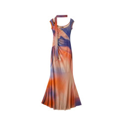 OfAkiva 'Superstar Escape' Sunset Oil Painting Print Dress ກະໂປງດອກໄມ້ລະດູຮ້ອນຂອງແມ່ຍິງ