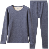 Thermal underwear mens suit plus velvet and thickening heating bottoming middle-aged and elderly fathers autumn clothes and autumn trousers and linen pants