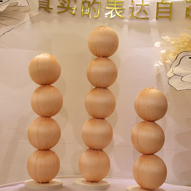 [新款婚庆道具皱纹球泡沫球婚礼舞台摆件背景路引橱窗摄影装饰]