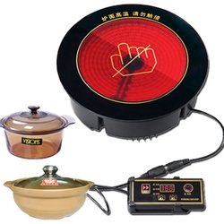 Commercial embedded electric ceramic stove tea stove round crystal pot casserole clay pot barbecue special stove for hot pot shop genuine