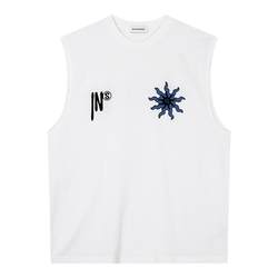 Inxx Street Guo Chao 2024 Summer New Loose Round Collar Print Print Male White Sleeveless T -shirt