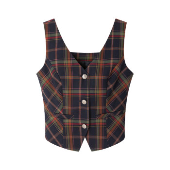 ເດັກຍິງຊາວອັງກິດ uena plaid ກະທັດຮັດ vest