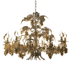 American retro palace series luxury living room and dining room grape-shaped handmade iron branch and leaf chandelier