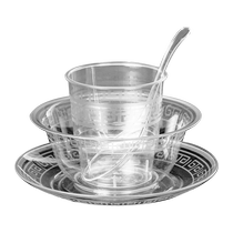 Disposable tableware four-piece set food-grade household hotel banquet crystal rice bowl hard plastic high temperature resistant tableware set