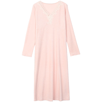 Embry counter new product cotton v-neck long-sleeved nightgown womens lace comfortable home skirt EL00609
