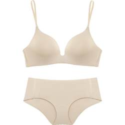 Miss Curious Skin Color Foundation Comfortable Wire-Free Seamless Underwear Women's Summer Thin Bra Set Invisible