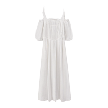 MOUSSY 2024 summer new retro literary style off-shoulder long dress 028HSZ30-0851