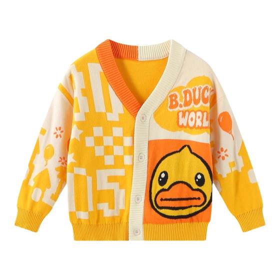
B.Duck little yellow duck children's clothing children's knitted cardigan in spring and autumn boys and girls cartoon sweaters trend BF3412063