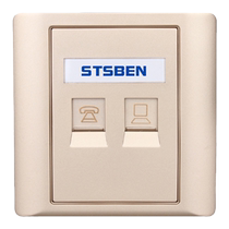 Type 86 concealed Gigabit network port with telephone panel gold telephone Category 6 network cable computer socket