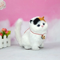 Толстый белый кот с искусственным мехом - черно-желтый лоб, кролик, колокольчик + галстук-бабочка.