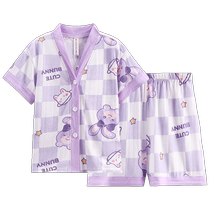 Fenton pajamas girl summer bamboo fiber air conditioning short sleeves in the big child suit childrens home suit