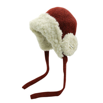 Autumn and winter plush thickened red ear protection woolen hat