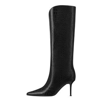 Hot knight long-tube high-end social shoes for women