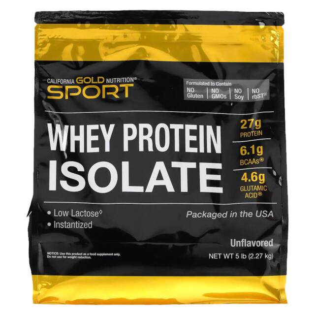 CGN California Gold Isolated Whey Protein Powder 5 pounds ໂພຊະນາການອອກກໍາລັງກາຍອອກກໍາລັງກາຍກ້າມເນື້ອສ້າງສາຍຕ່ອງໂສ້ອາຊິດ amino acids ຕ່ໍາ lactose