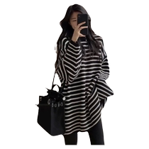 Maternity clothing autumn clothing 2024 new outer tops spring and autumn striped knitted fashion sweaters autumn and winter styles spring and autumn