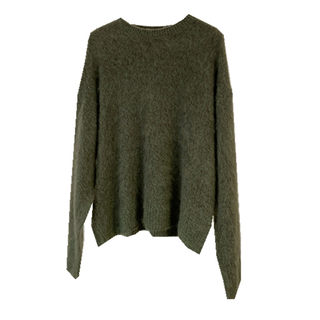 颜色很特别花纱羊毛宽松慵懒感圆领套头拉毛羊毛衫毛衣女秋冬