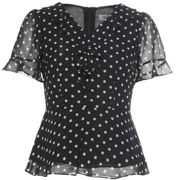 ເສື້ອຢືດ retro polka dot printer waist top