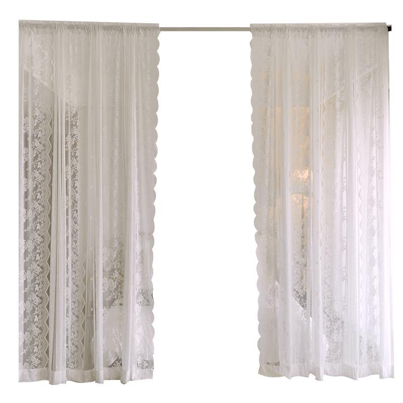 No punching Velcro French lace white gauze curtains