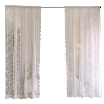 No punching velcro french lace white gauze curtains