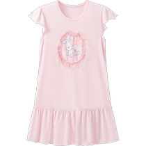 Songshan Cotton Store Jupe à manches courtes en fleurs de cerisier pour fille - Chemise de nuit pour fille - 50 fils en modal respirant - Catégorie A - Peut être portée à lextérieur au printemps