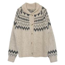 yesroom Eskimo spring new retro Nordic totem pattern contrast thickened sweater cardigan