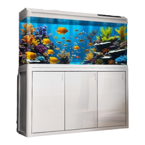 No-water change fish tank aquarium large medium and small 2024 new living room household glass ecological goldfish tank with base cabinet